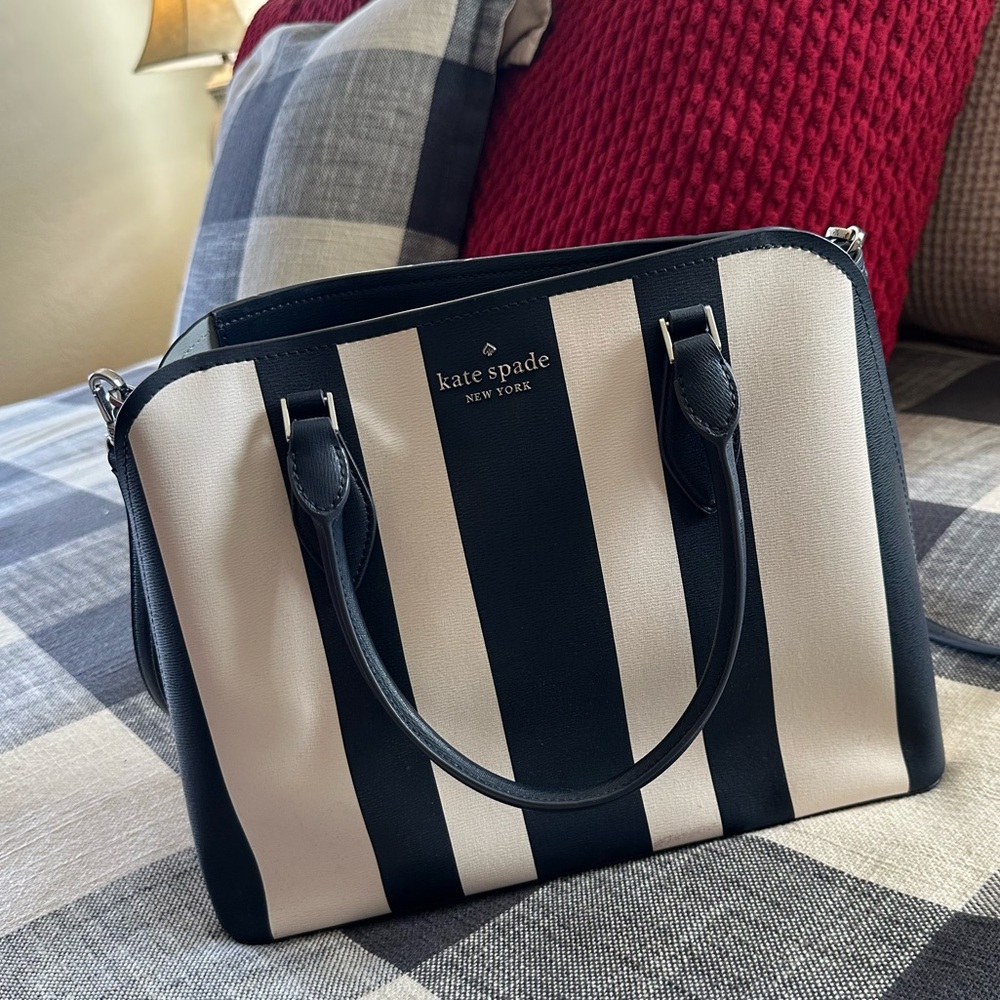 Kate Spade Navy and Cream Striped Satchel